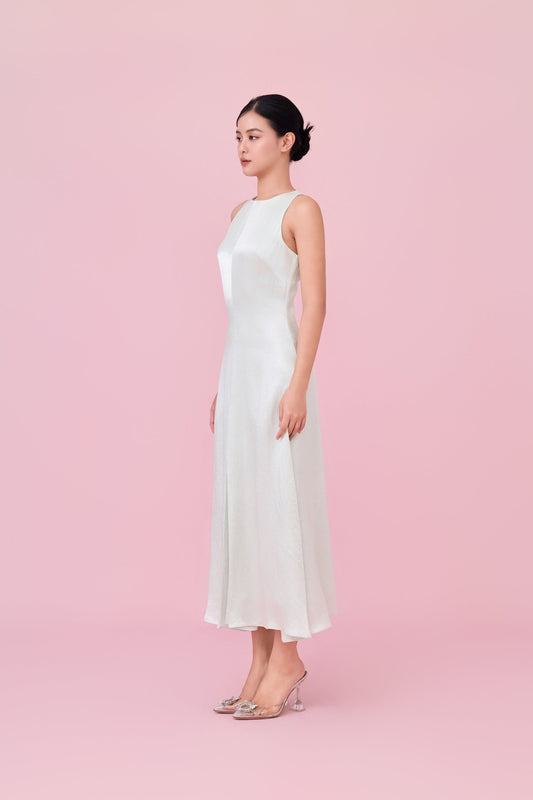 Cherilin Light Green High - Neck Sleeveless A - Line Dress - Nimisski