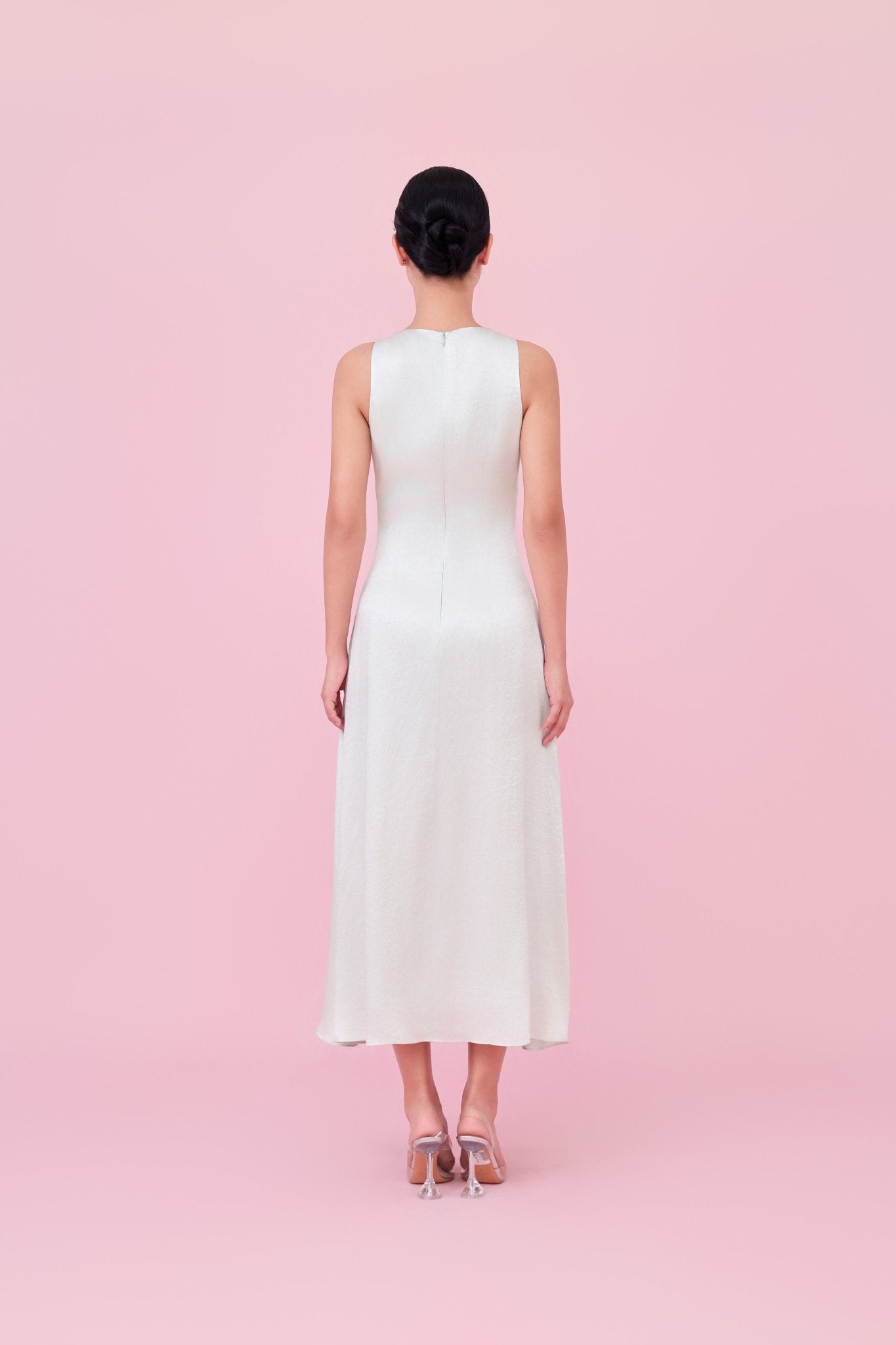 Cherilin Light Green High - Neck Sleeveless A - Line Dress - Nimisski