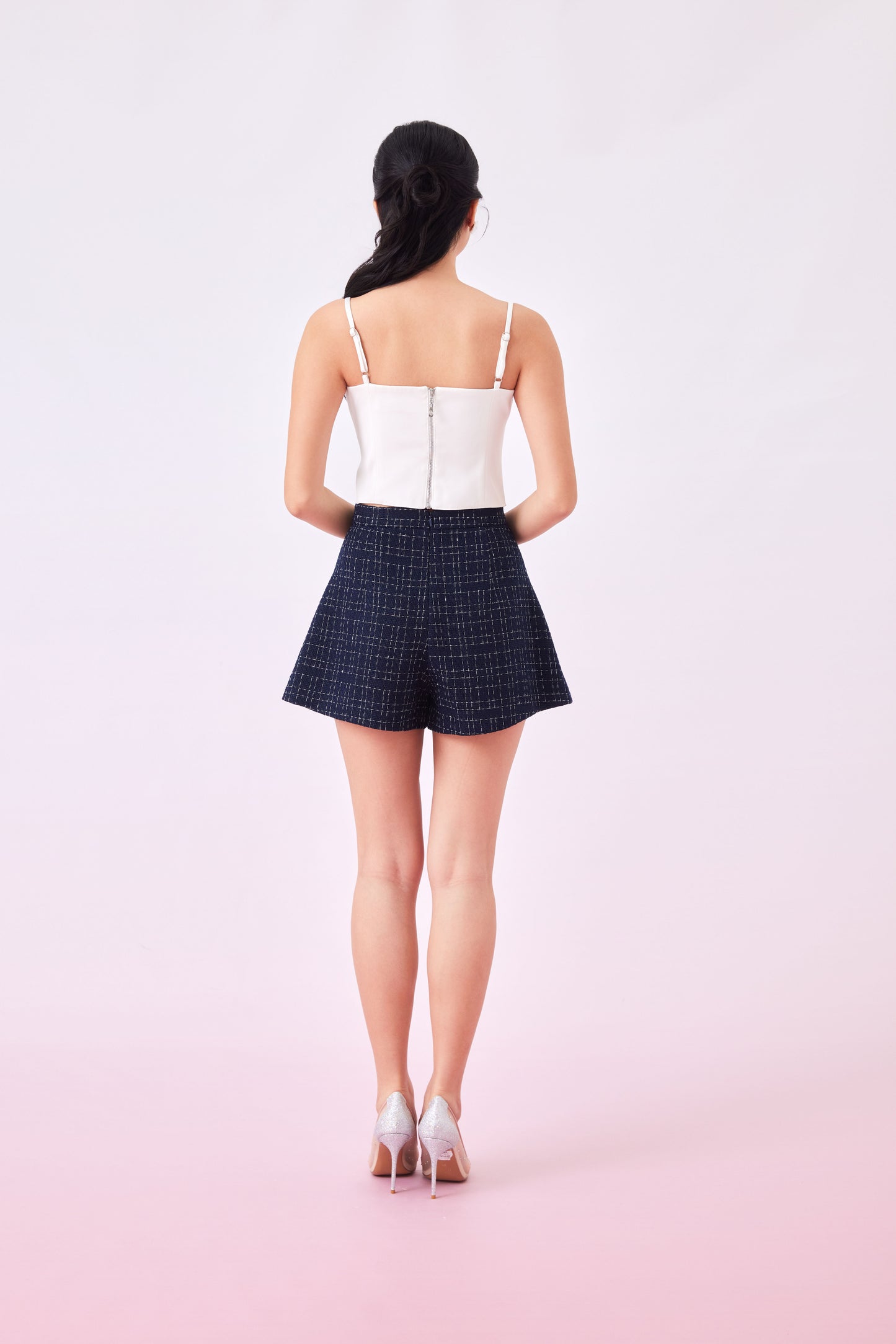 Jenny Navy Tweed A-line Shorts