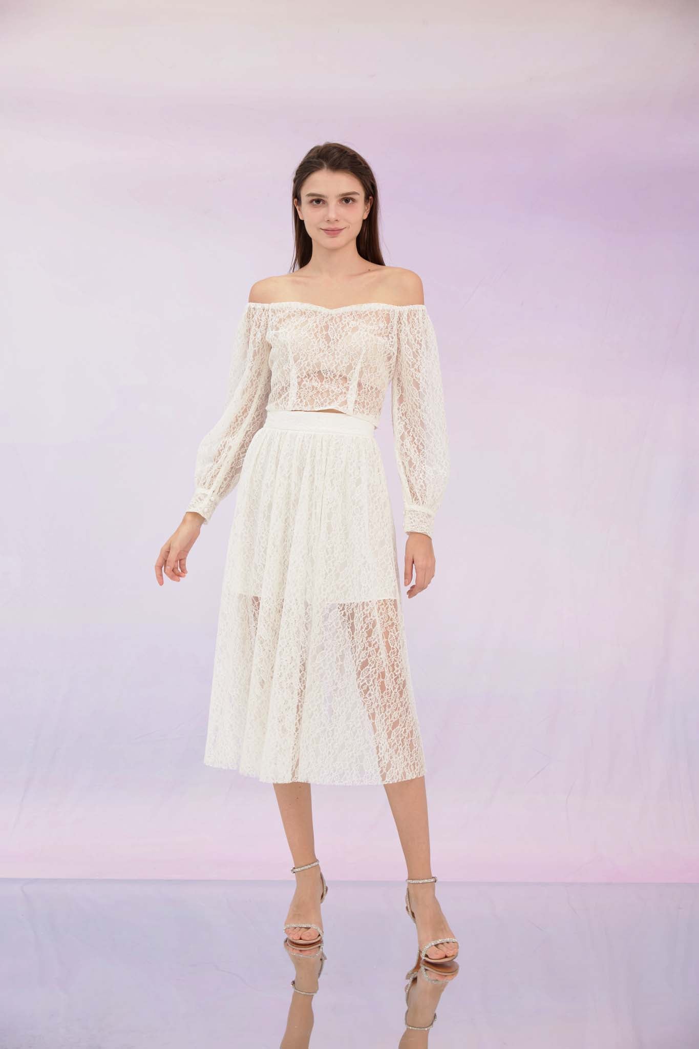 Ginia White Lace Skirt