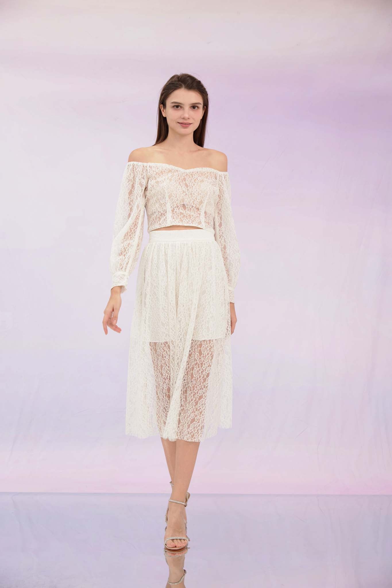 Ginia White Lace Skirt