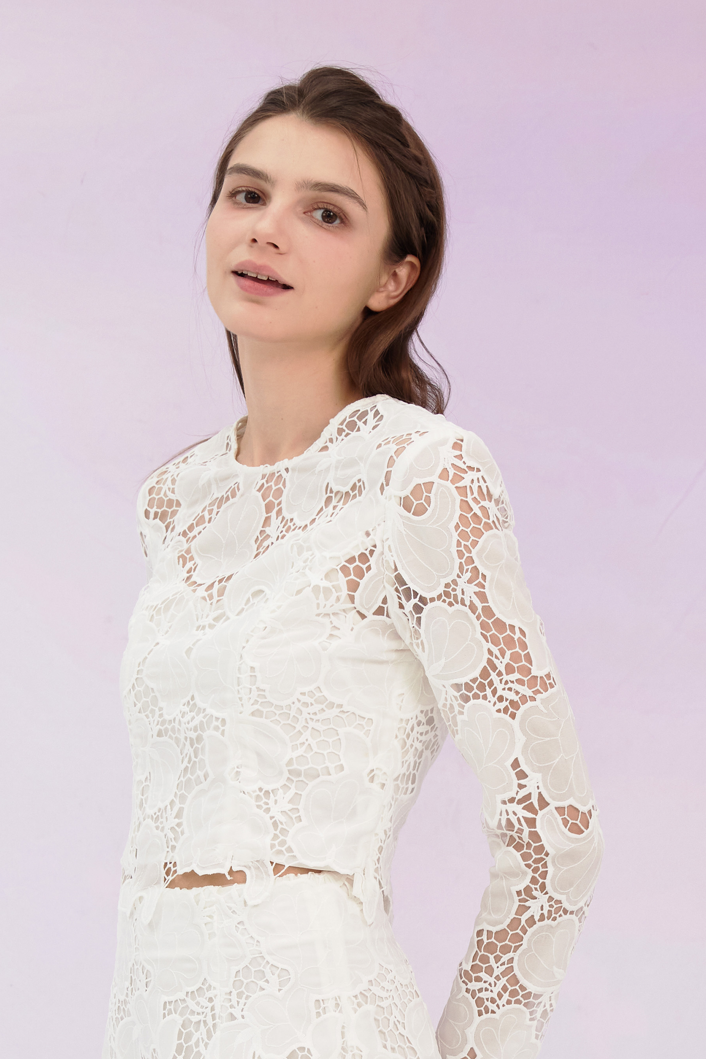 Glenette White Flower Lace Top