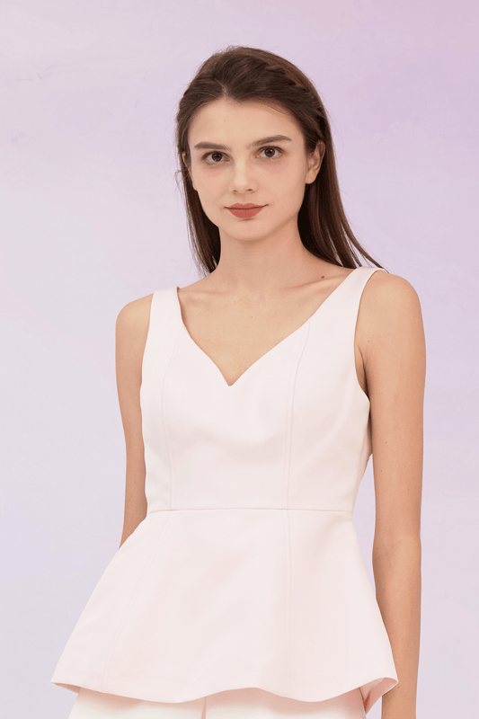 Gennelle Pastel Pink V Neck Top - Nimisski