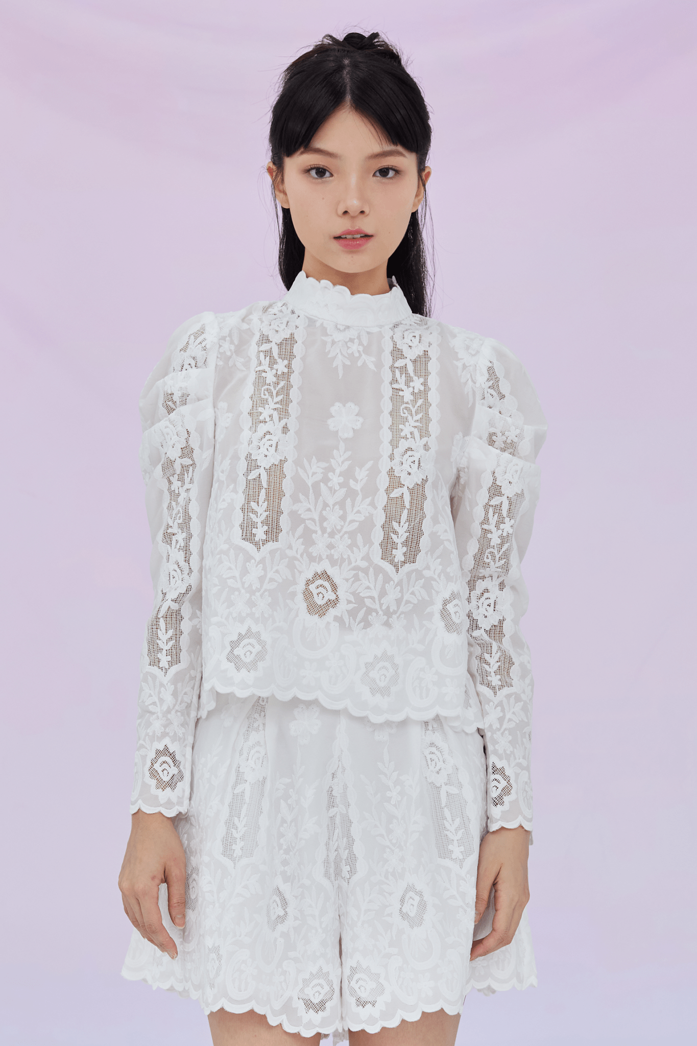 Grethel White Lace Long Sleeve Top - Nimisski