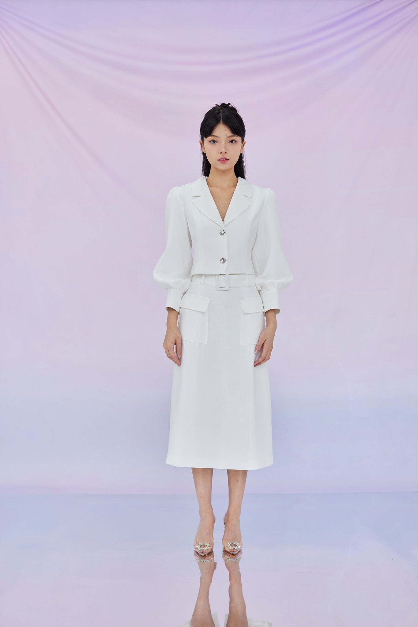 Galiana White Midi Skirt
