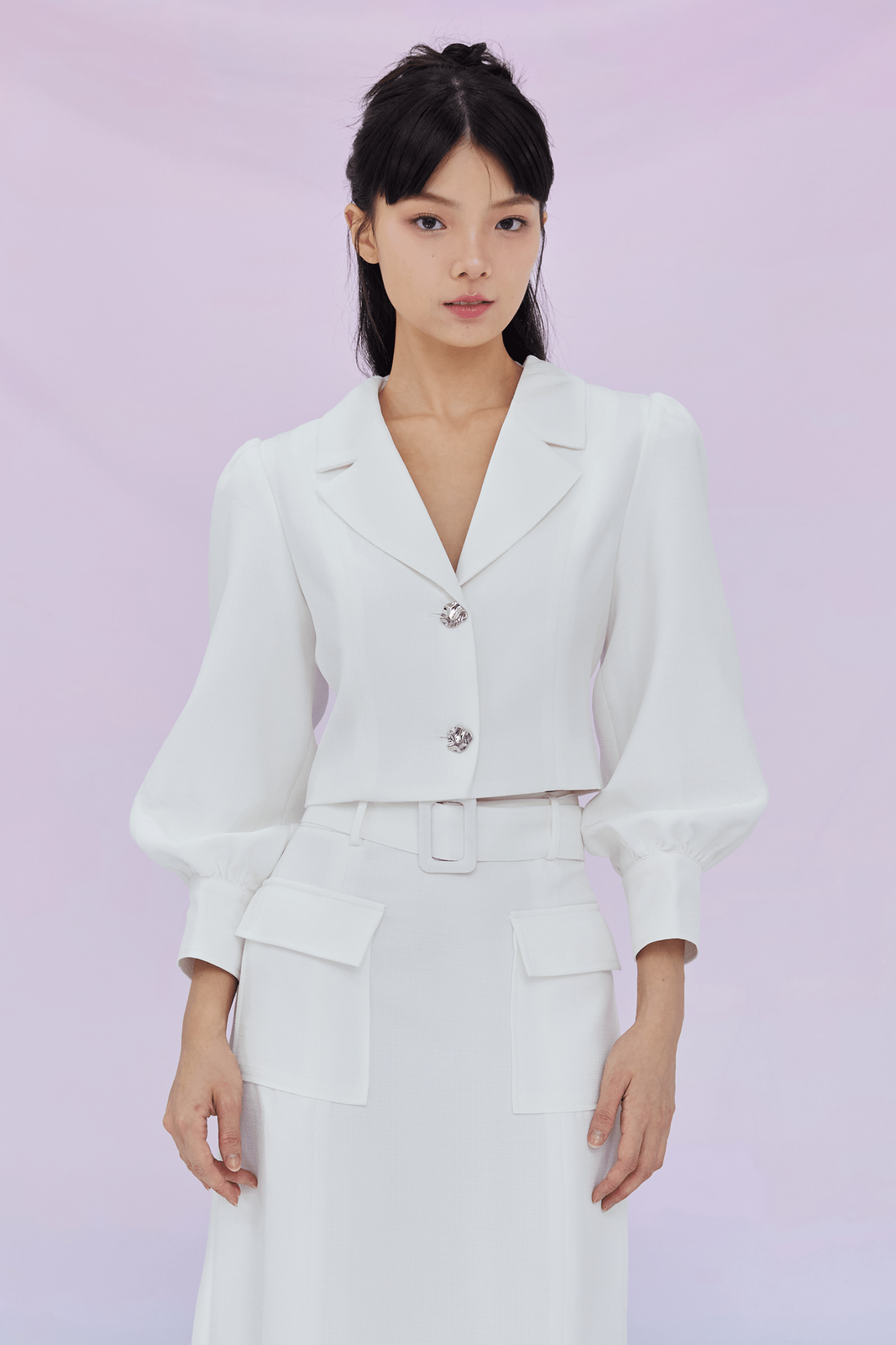Galiana White Puffy Sleeve Top - Nimisski
