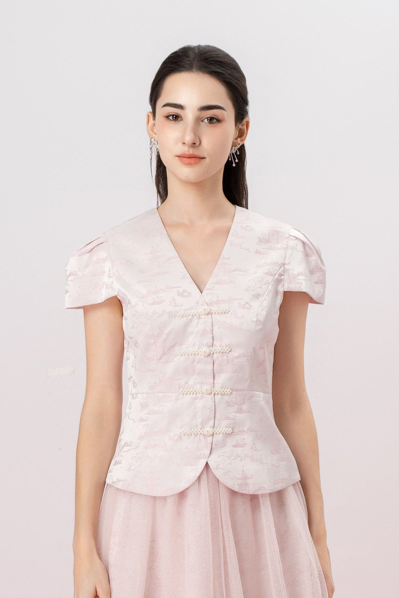 Genna Pink Jacquard Top - Nimisski