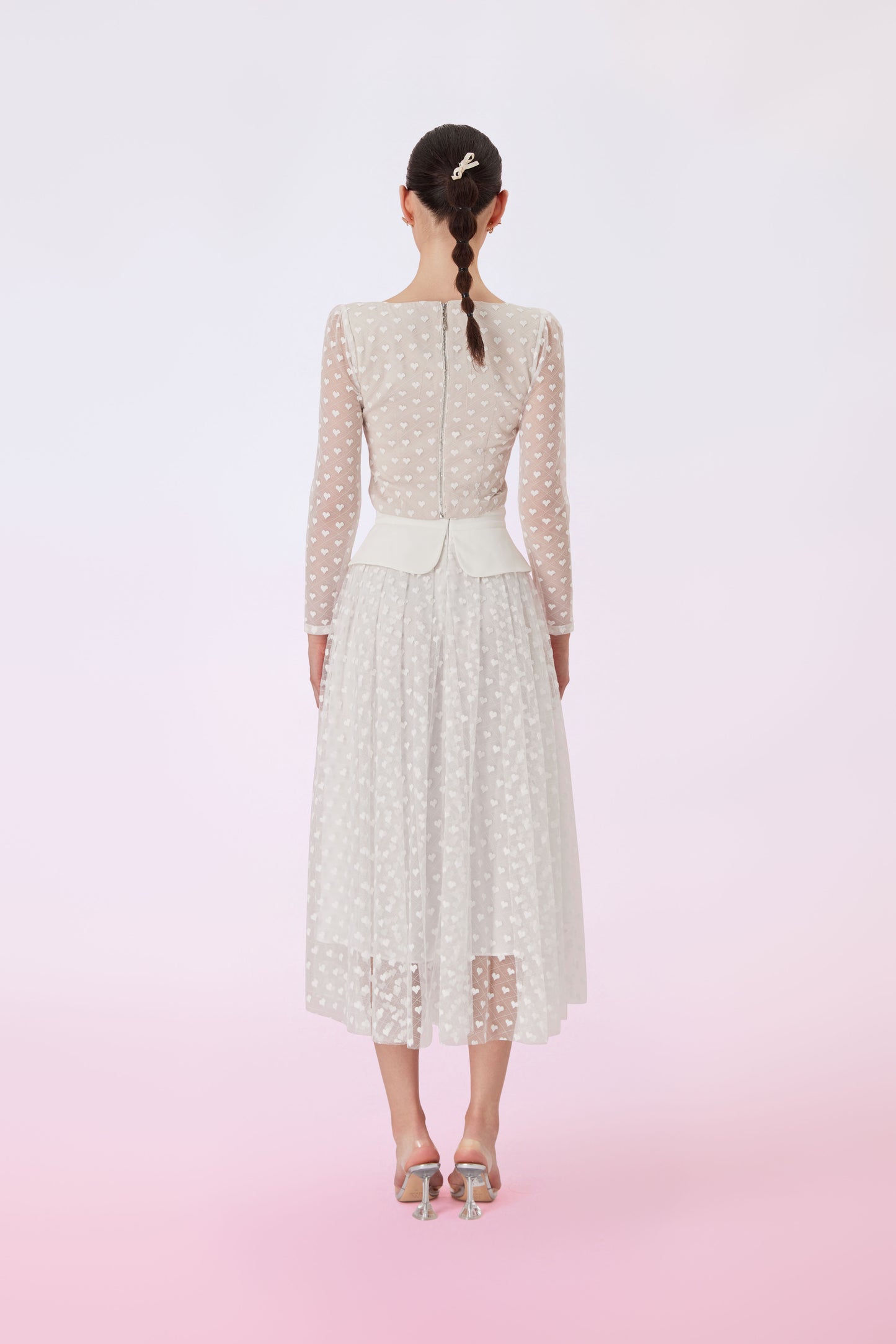 Ginnie White Heart Lace Long Skirt