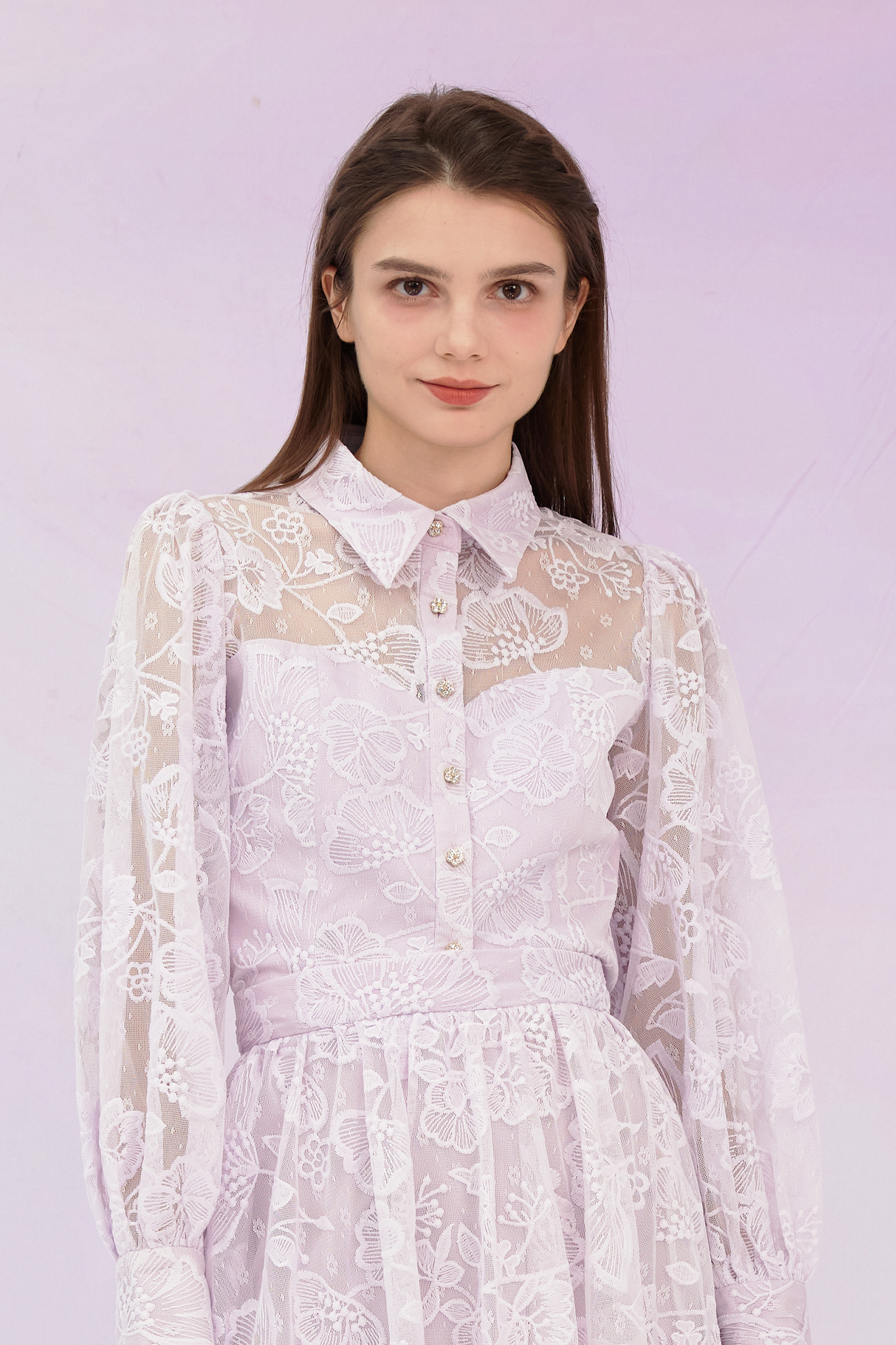 Gioia Lilac Flower Lace Top