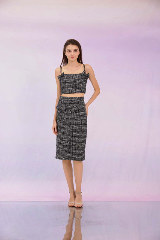 Geraldina Black Tweed Skirt