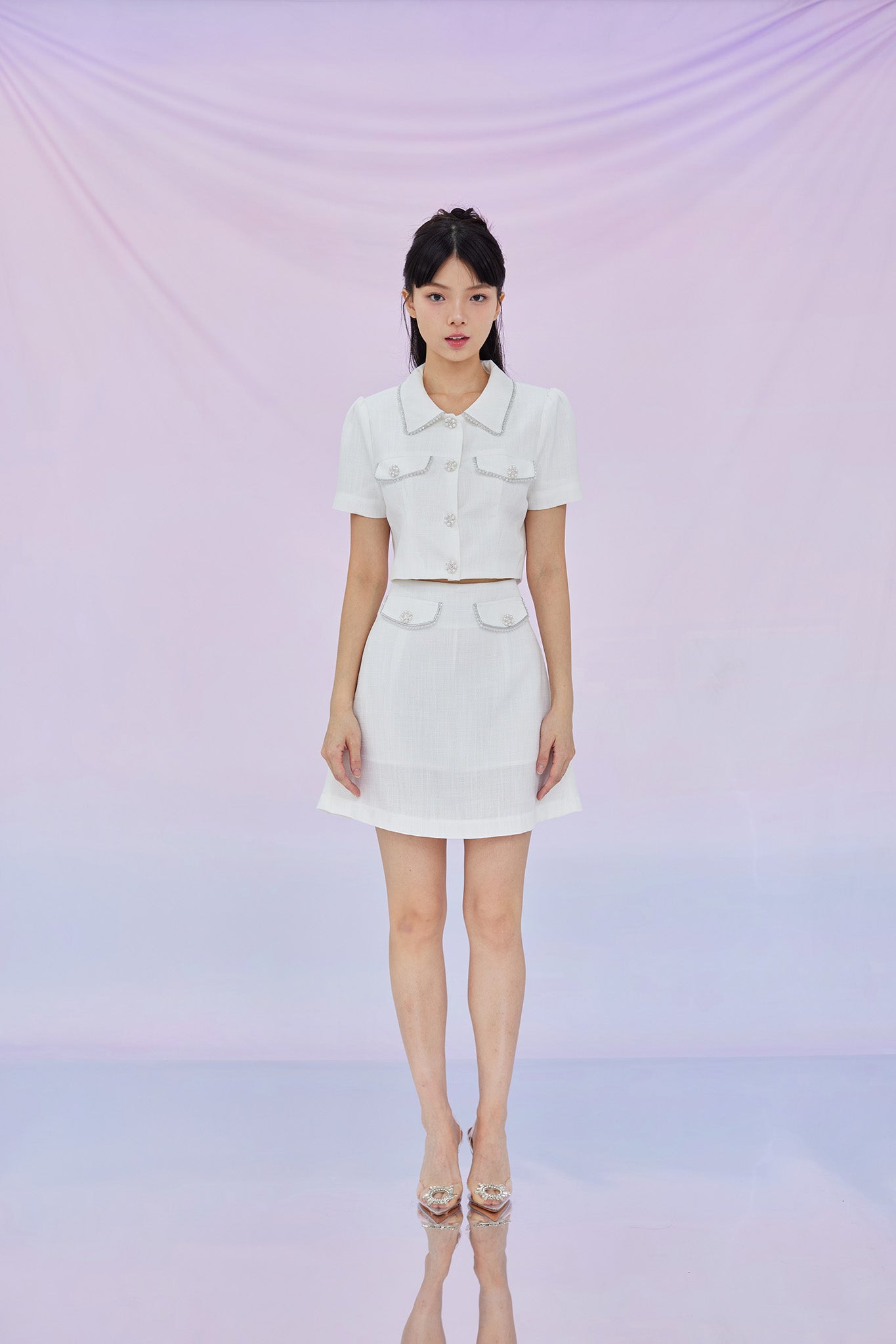 Geana White Tweed Skirt