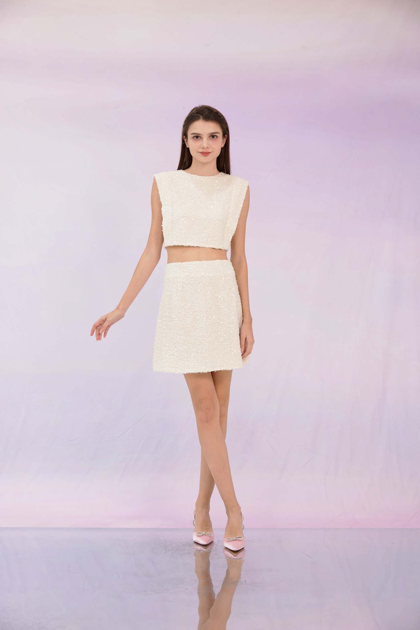 Gavriella Light Pink Sequin Skirt