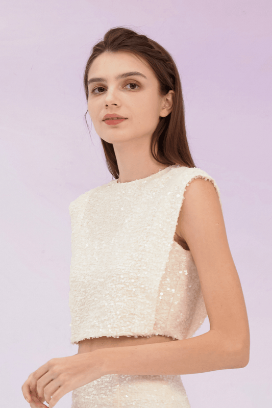 Gavriella Light Pink Sequin Top - Nimisski