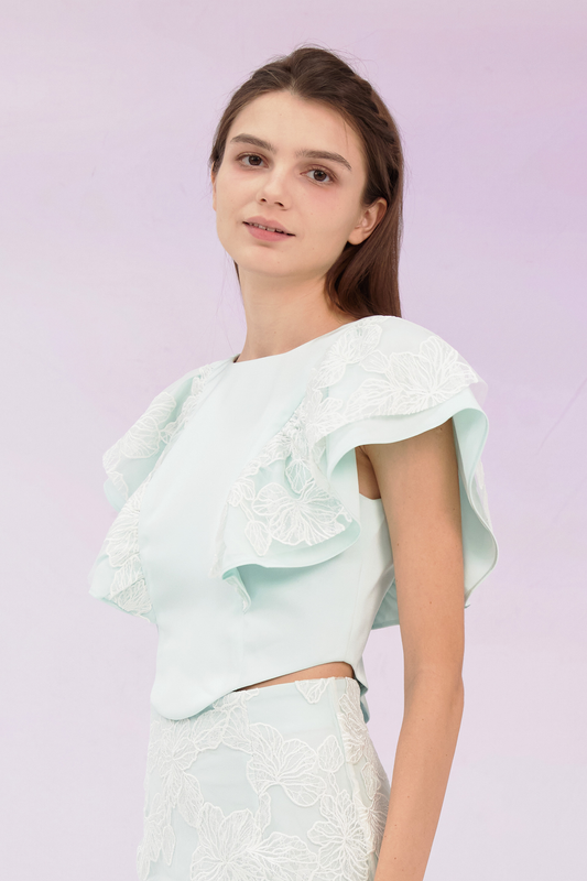 Ancelote Mint Ruffle Top
