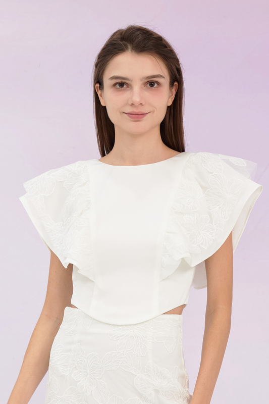 Ancelote White Ruffle Top