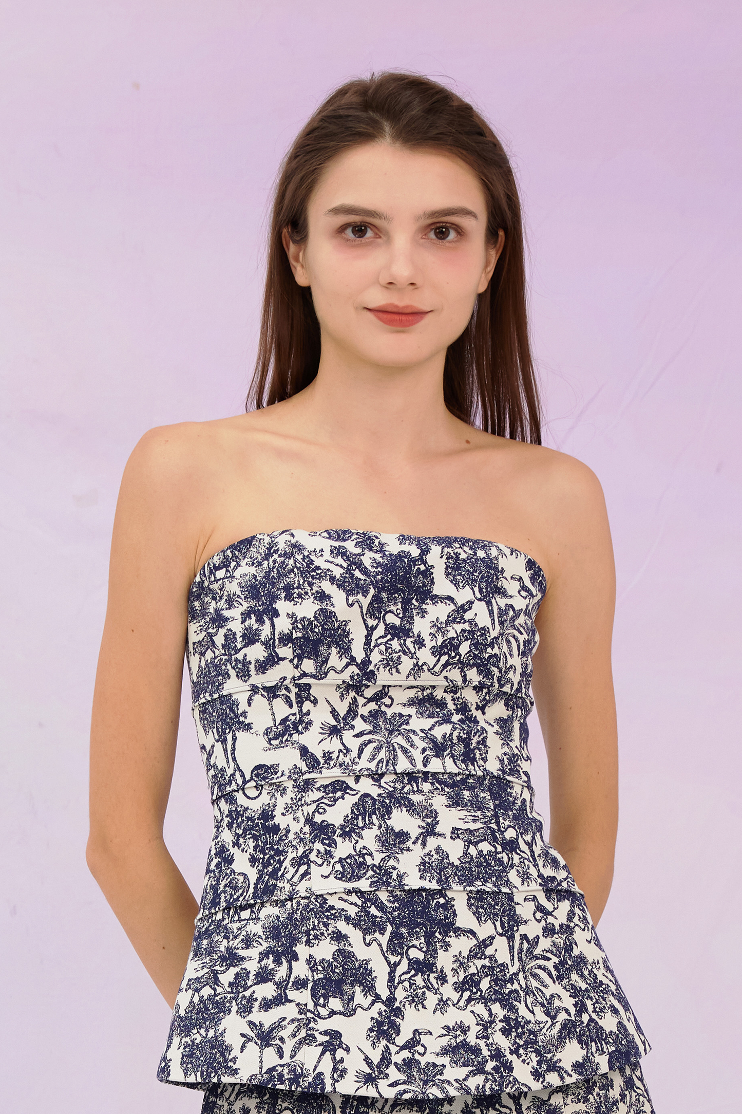 Giuseppina Navy Print Jacquard Top