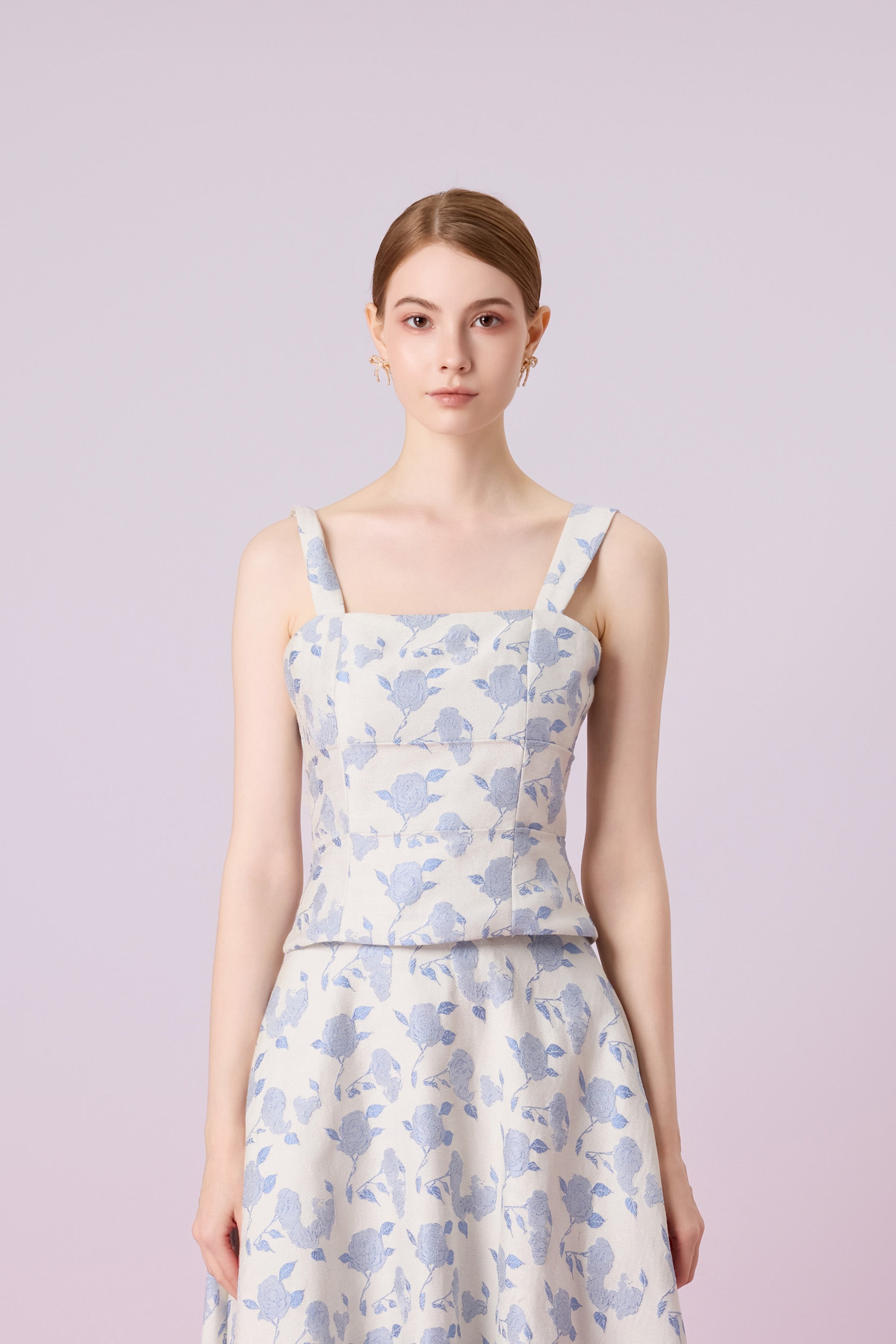 Giuseppina White With Rose Print Strap Top