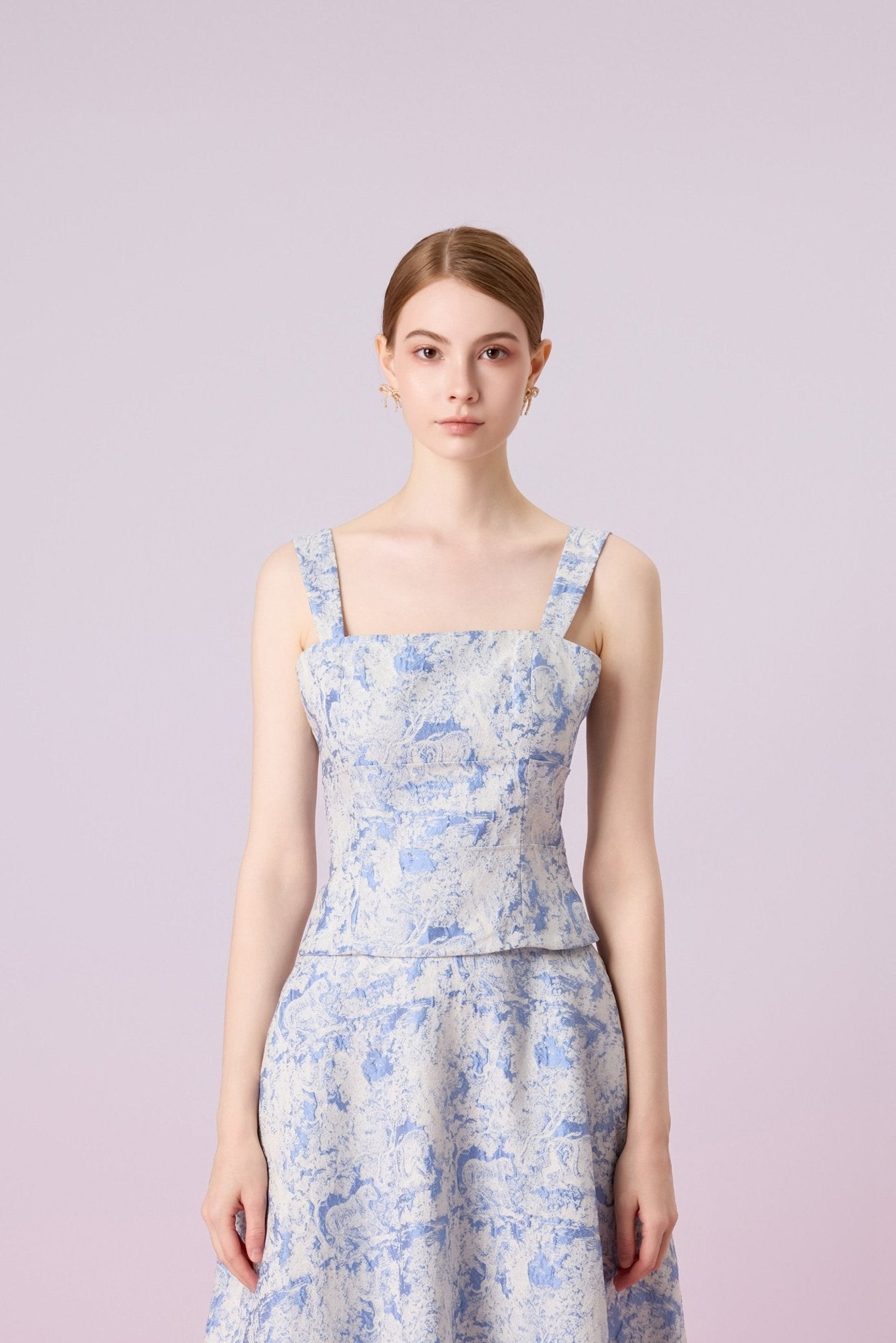 Giuseppina White Animal Print In Blue Strap Top - Nimisski