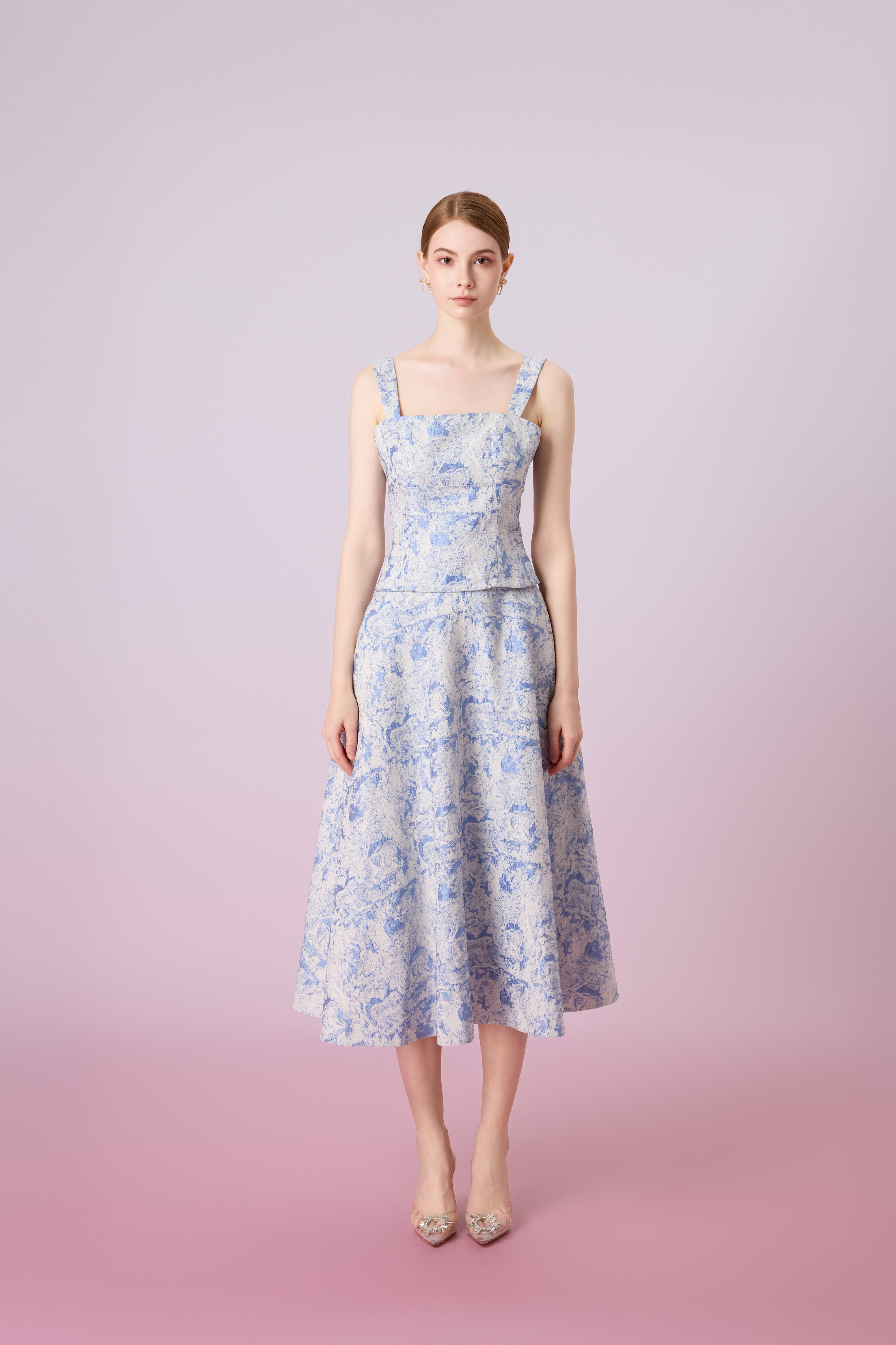 Giuseppina White Animal Print In Blue A-Line Skirt