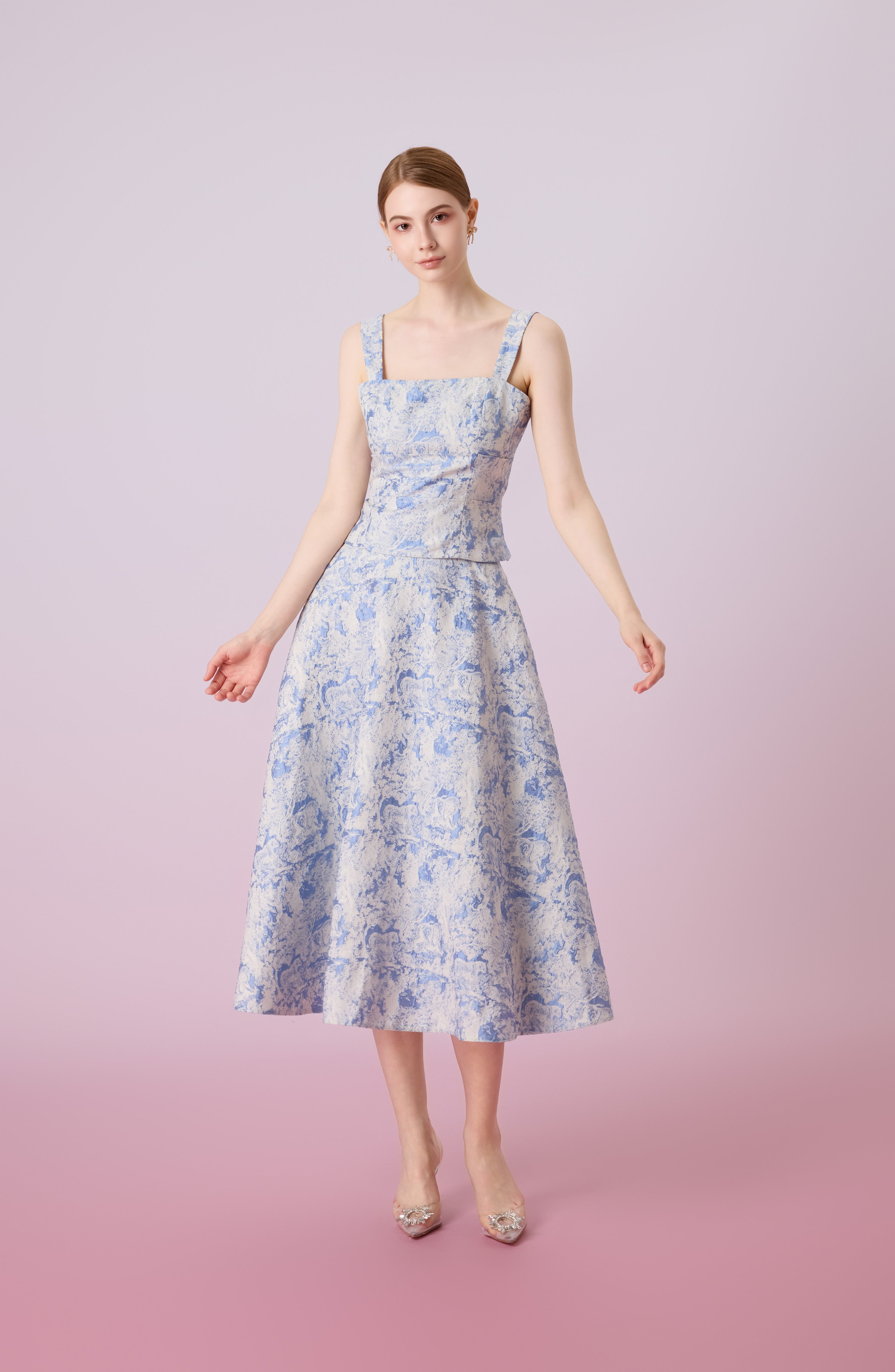 Giuseppina White Animal Print In Blue A-Line Skirt