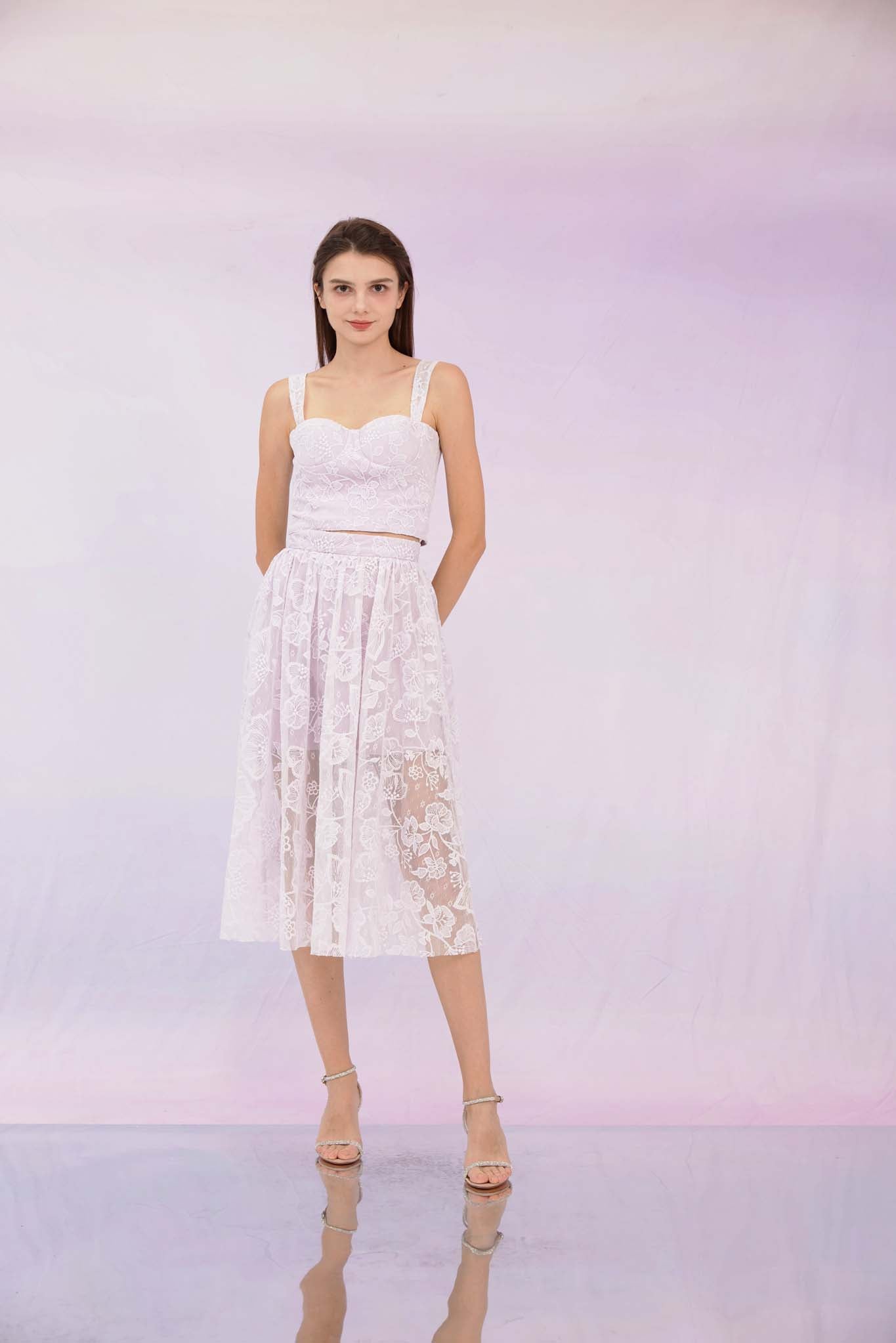 Fawne Purple Flower Lace Skirt