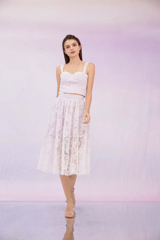 Fawne Purple Flower Lace Skirt