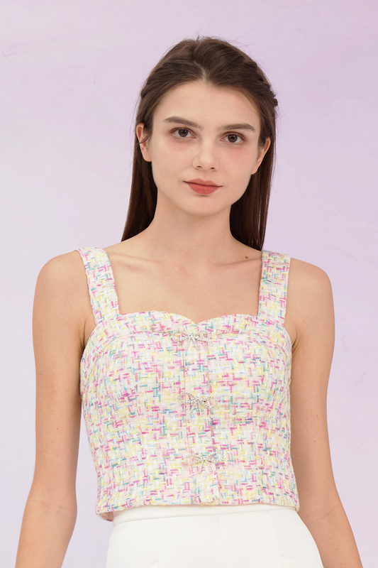 Glenice Multicolor Tweed Strap Top