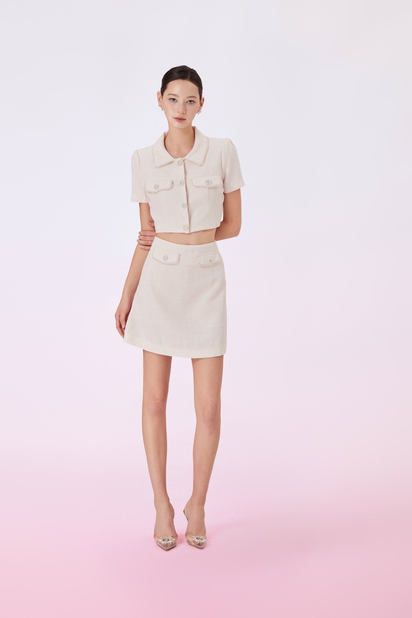 Geana Pink Tweed Skirt - Nimisski