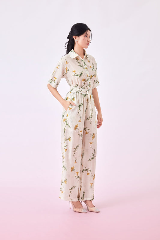 Geiliya Yellow Floral Loose Fit Pant - Nimisski