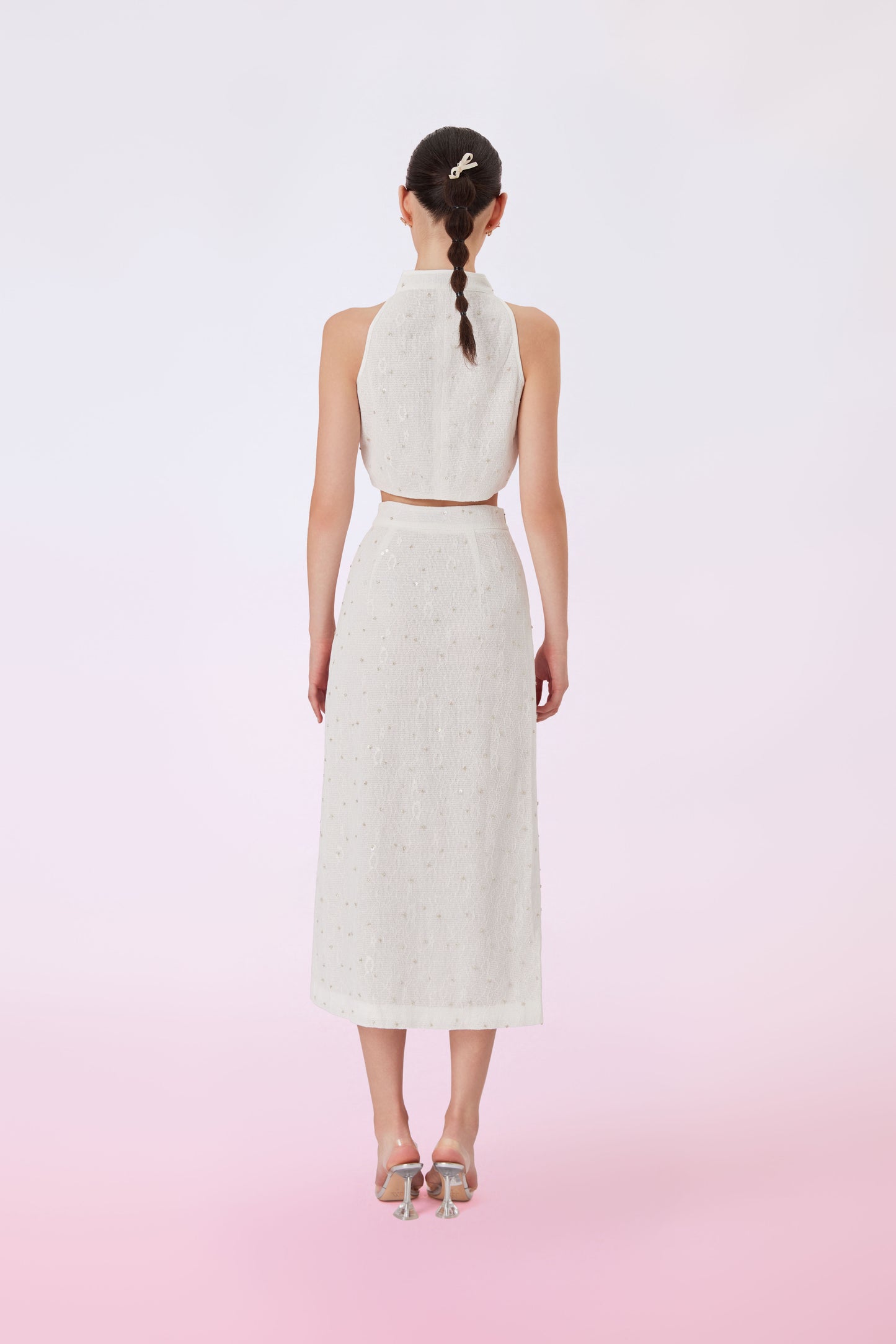 Galiena White Lace Midi Skirt