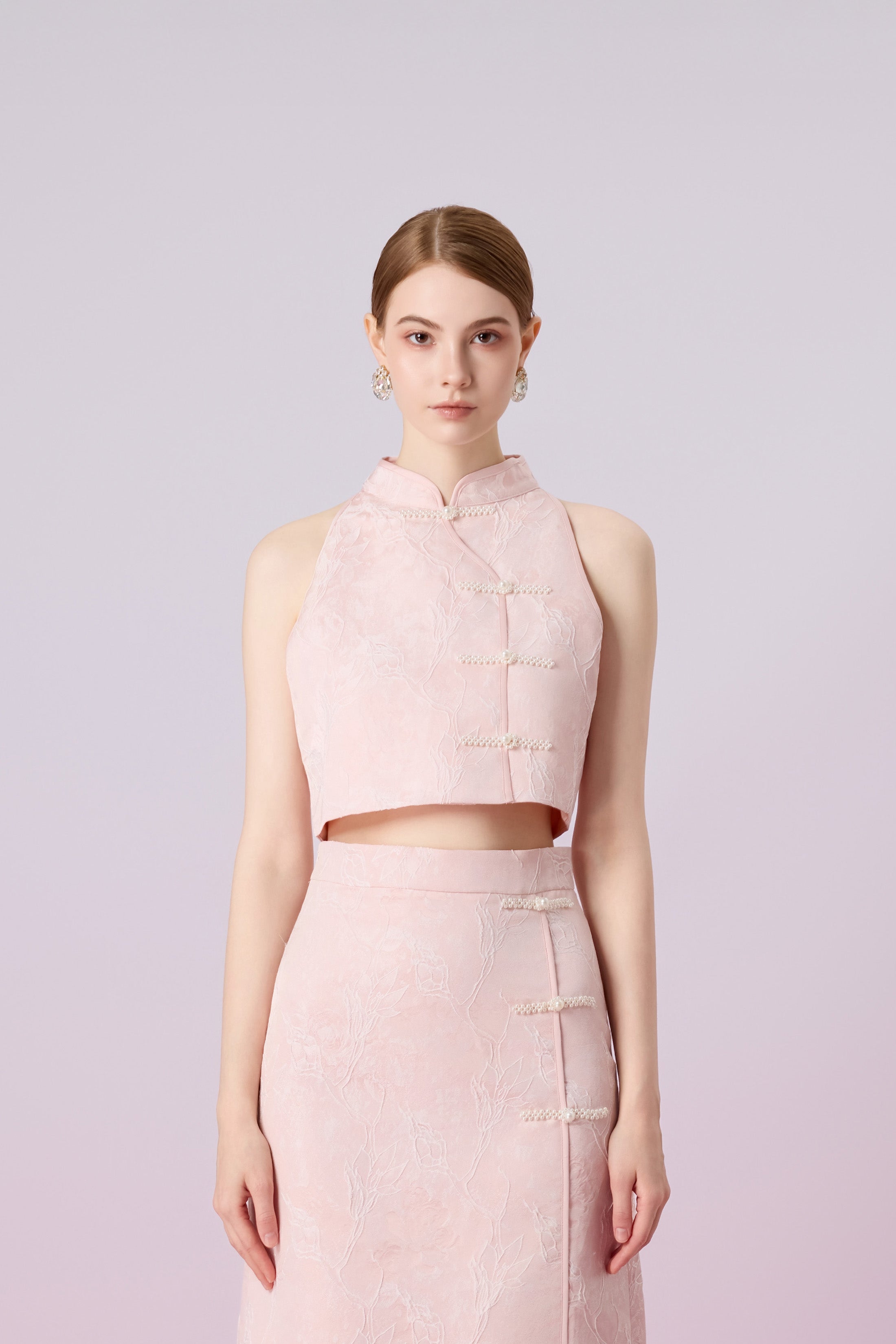 Galiena Pink Rose Cheongsam Top - Nimisski