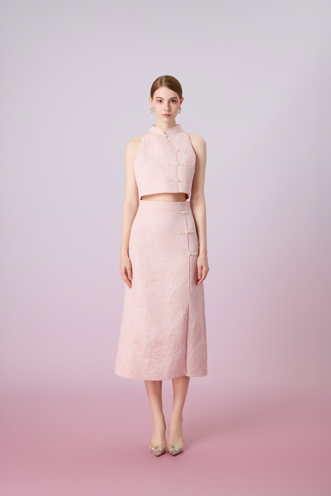 Galiena Pink Rose Midi Skirt - Nimisski