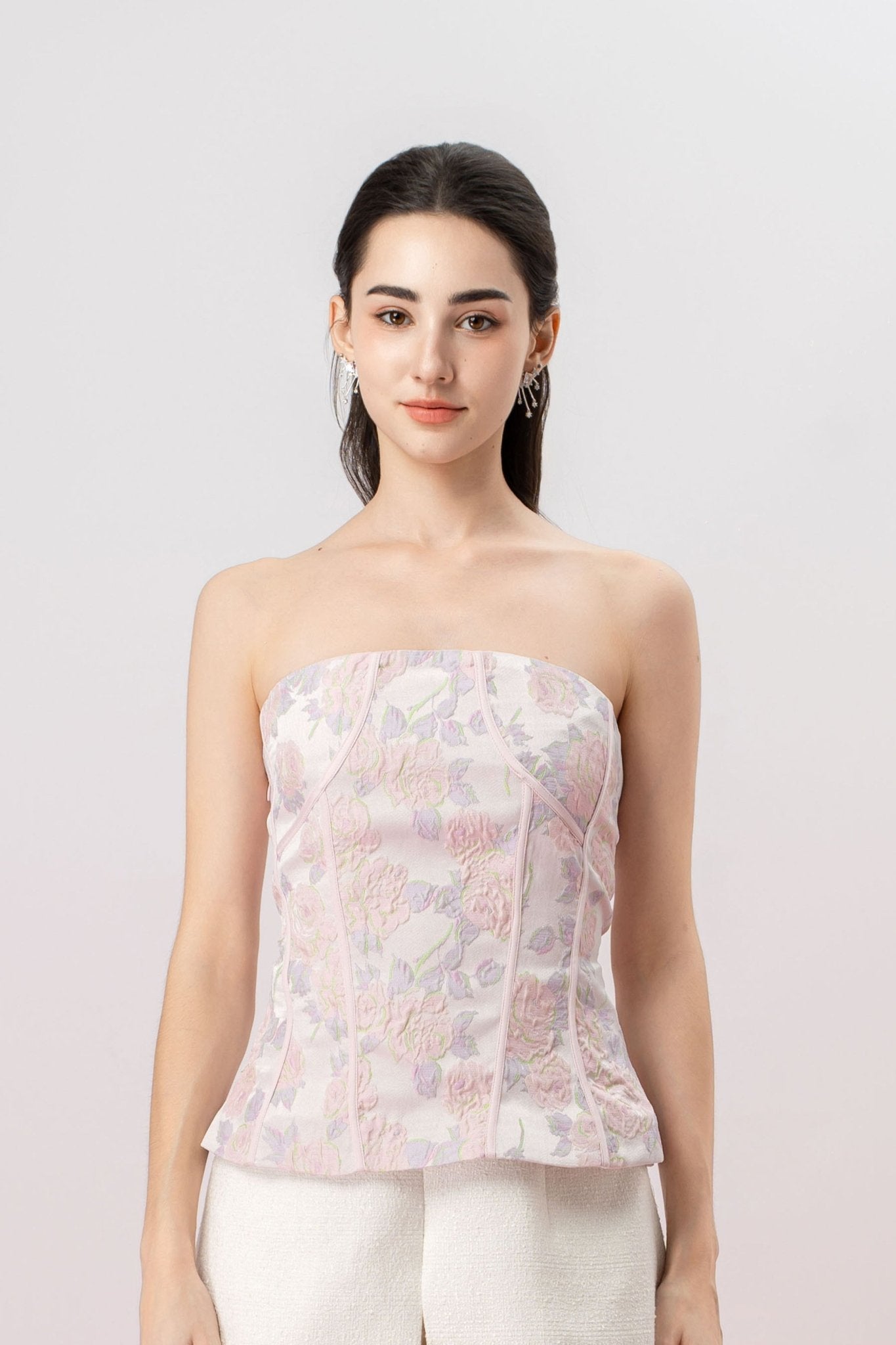 Gaiana Purple Jacquard Tube Top - Nimisski