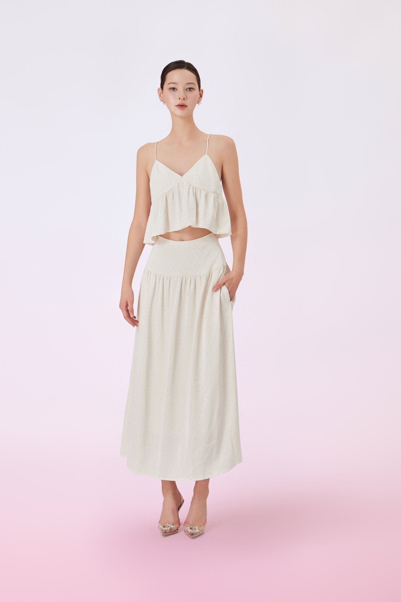 Gallya Cream Twinkle A - Line Skirt - Nimisski