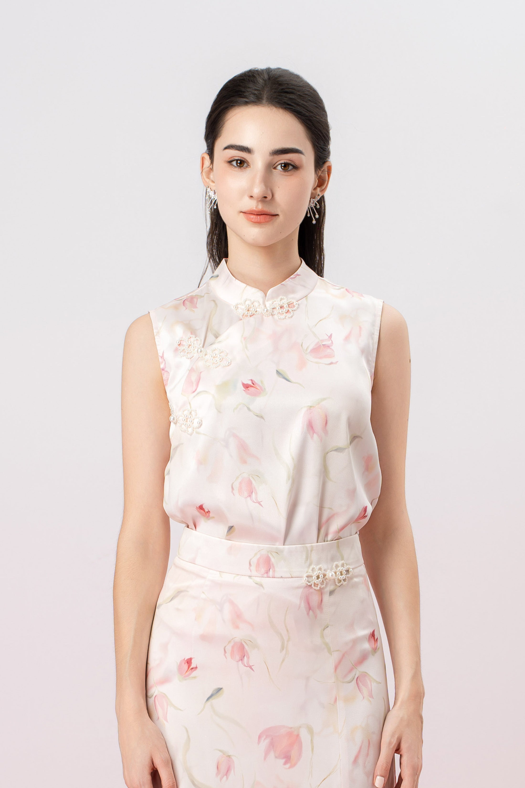 Galila Floral Print Cheongsam Top