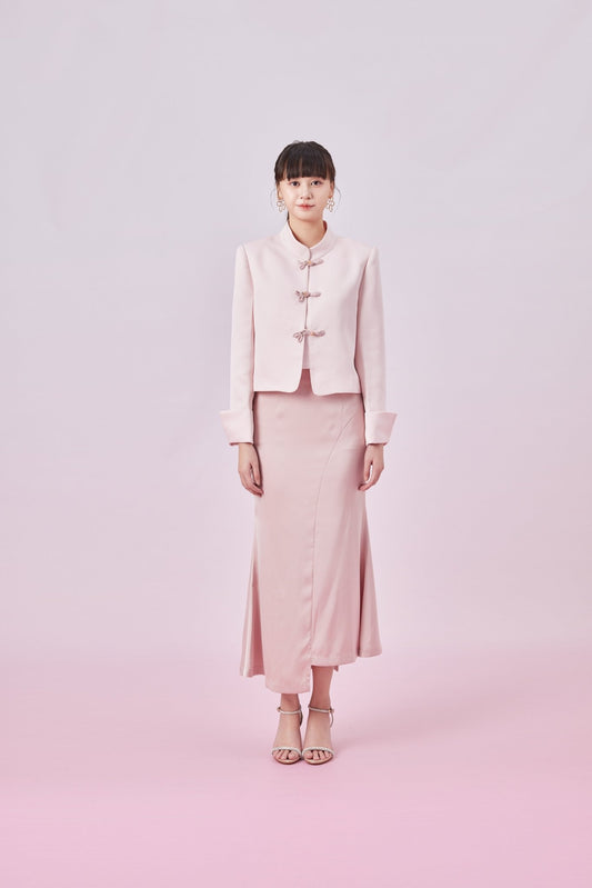 Genelle Pink Mandarin Collar Top - Nimisski
