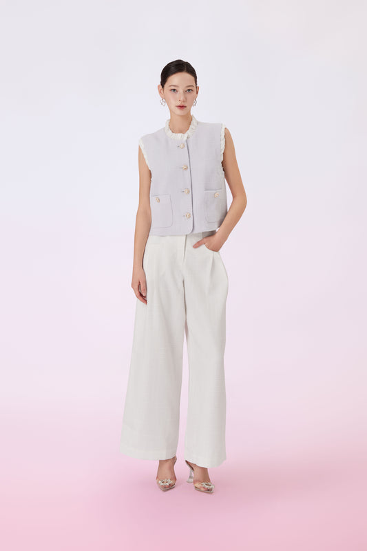 Ghislaine Blue Tweed Sleeveless Top - Nimisski