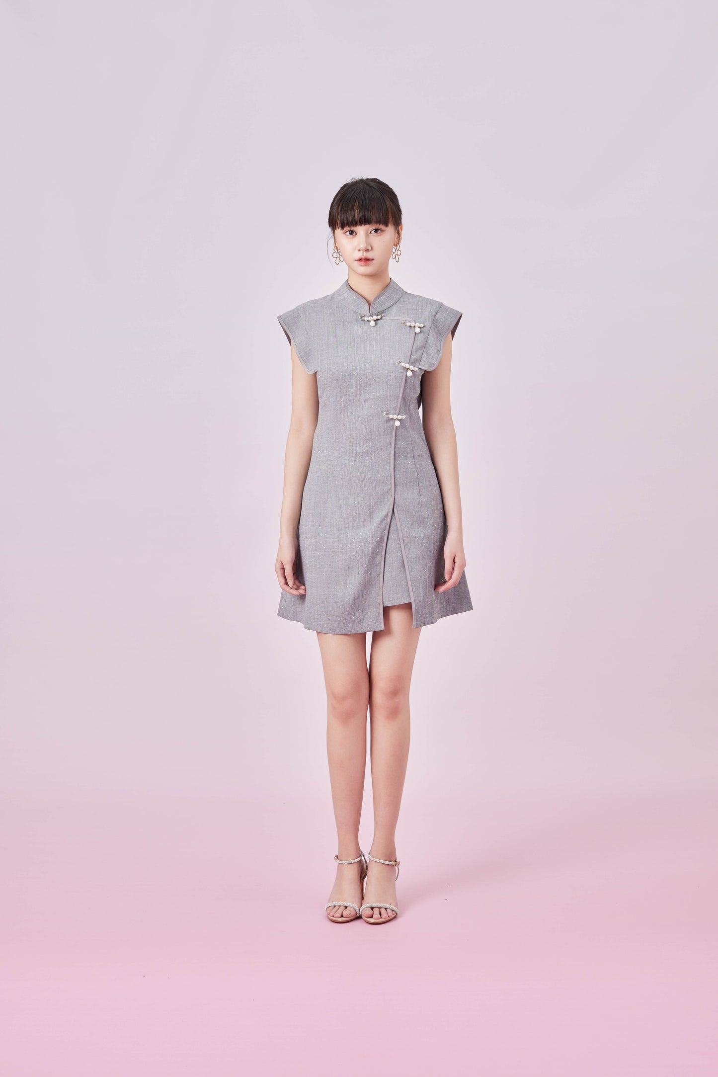 Galathea Grey Cheongsam Sleeveless Top