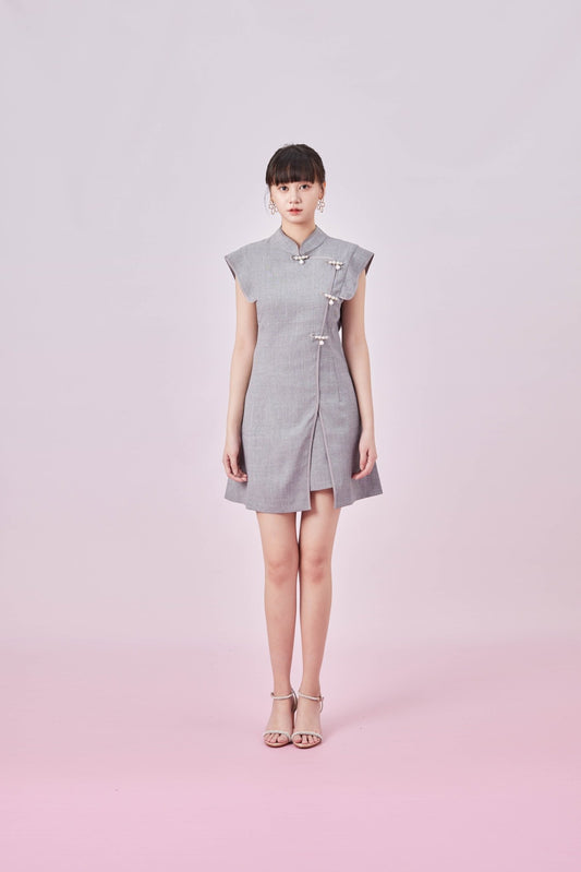 Galathea Grey Cheongsam Sleeveless Top - Nimisski