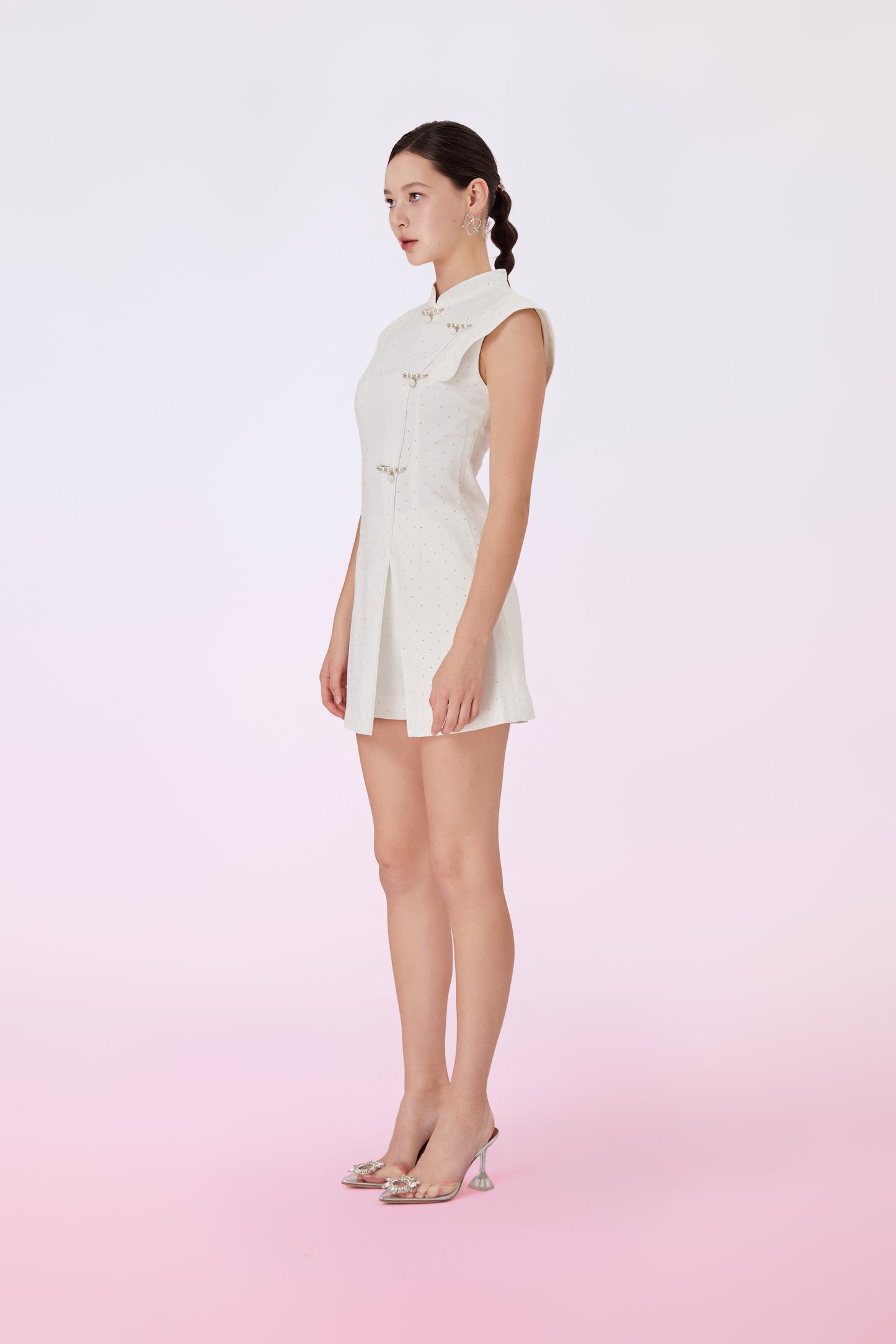 Galathea White Cheongsam Sleeveless Top