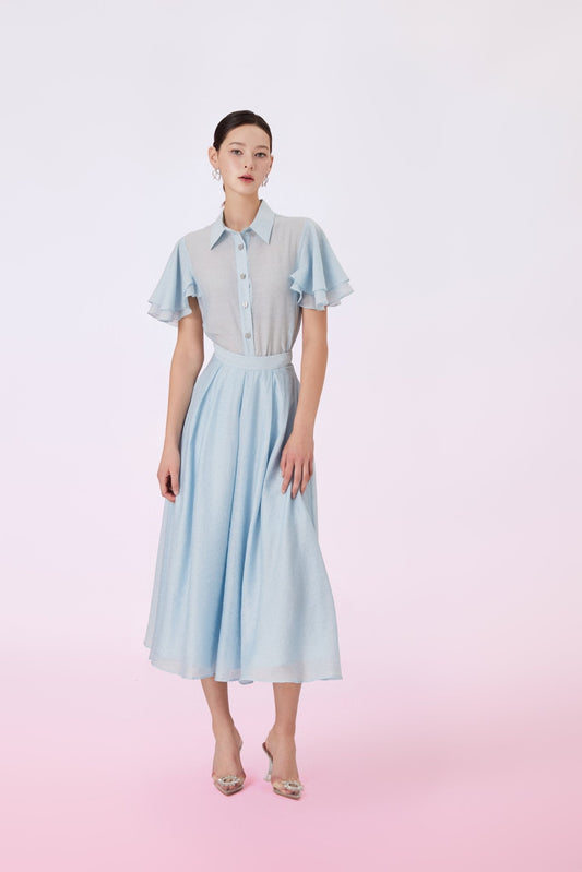 Garlande Blue Twinkle Flare Sleeve Shirt - Nimisski