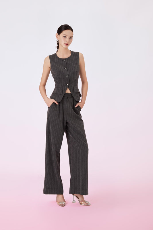 Chantarai Dark Grey Wide Pants - Nimisski