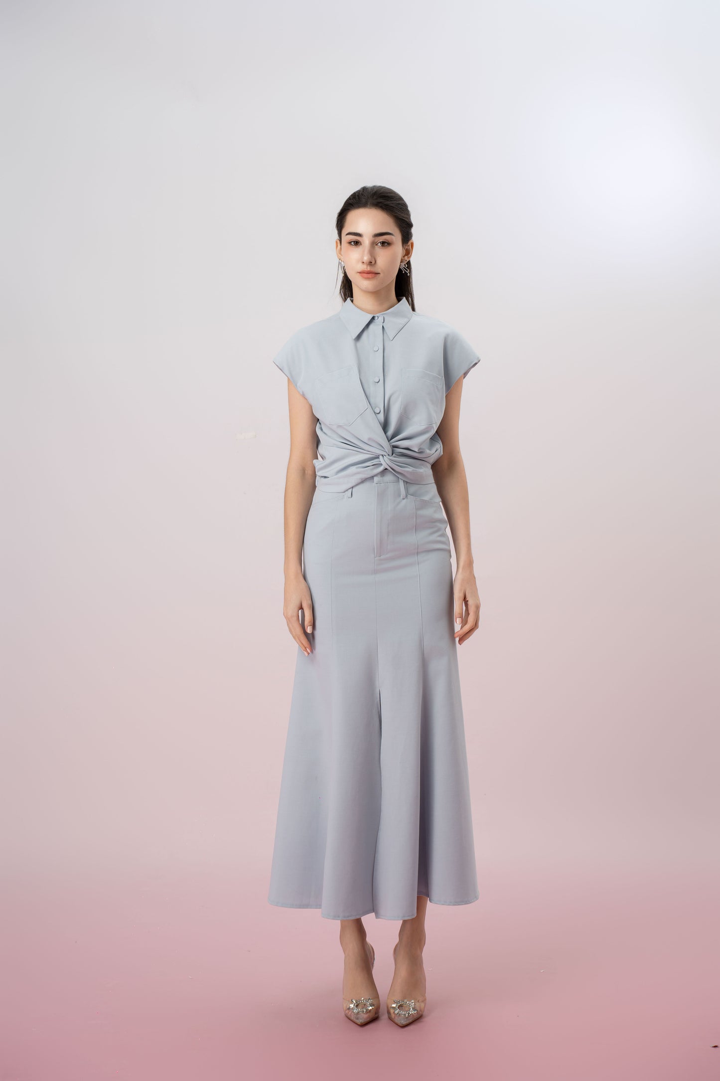 Gaela Light Blue A-Line Skirt