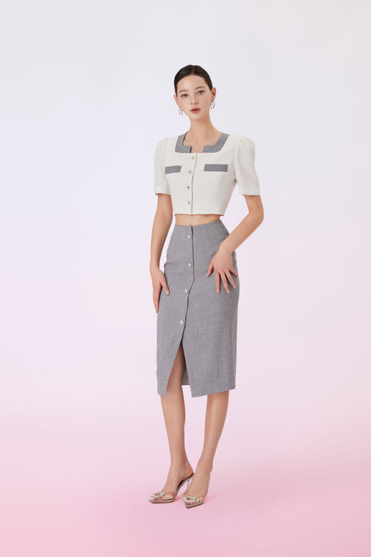 Ganah Twinkle Grey Pencil Skirt