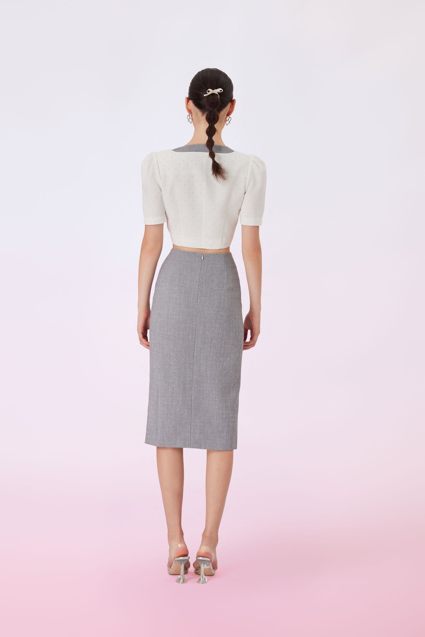 Ganah Twinkle Grey Pencil Skirt