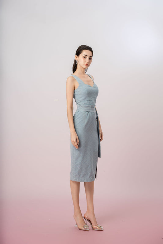 Jacalyn Blue Denim Pencil Skirt - Nimisski