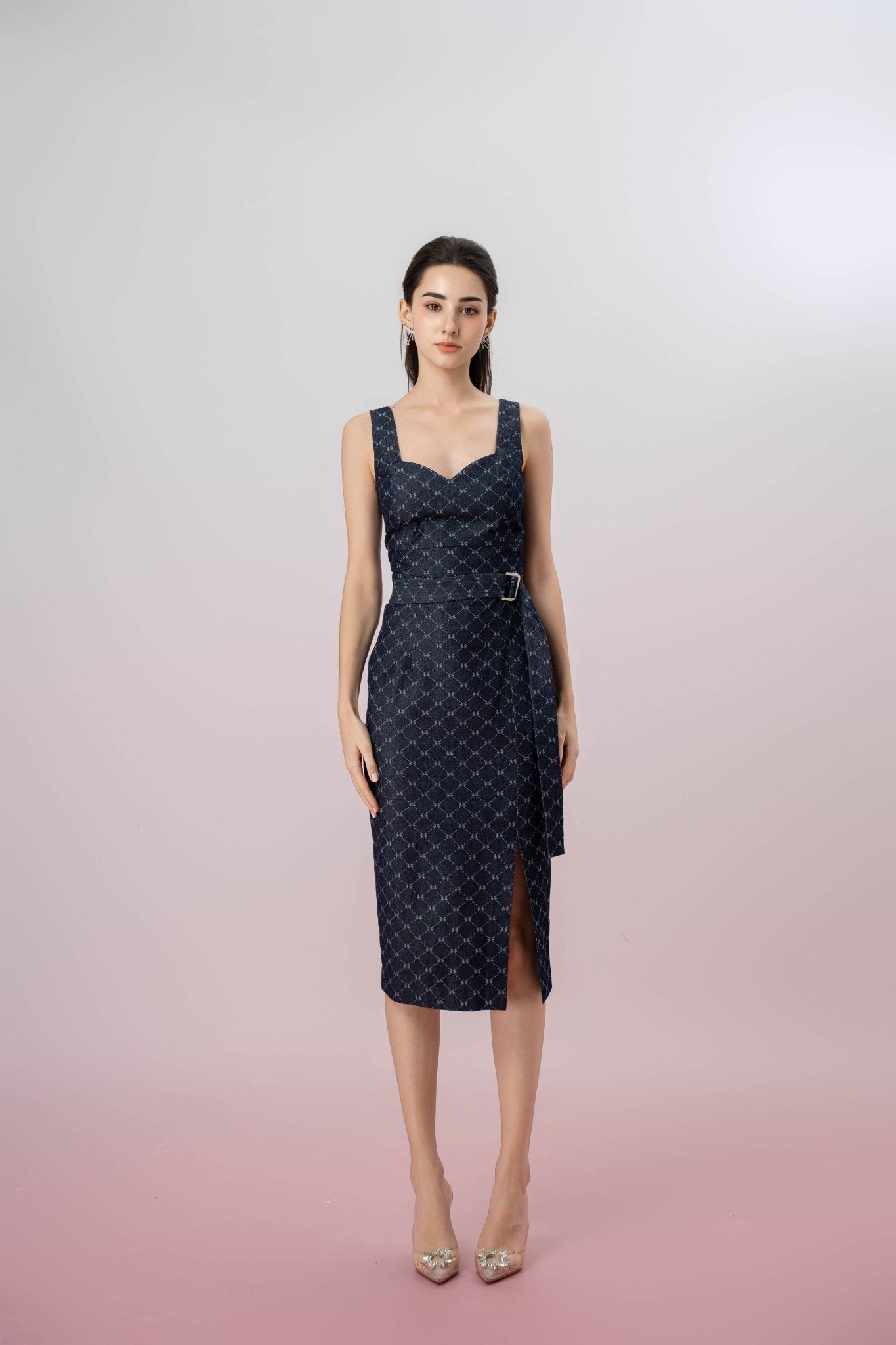 Jacalyn Dark Blue Denim Pencil Skirt - Nimisski