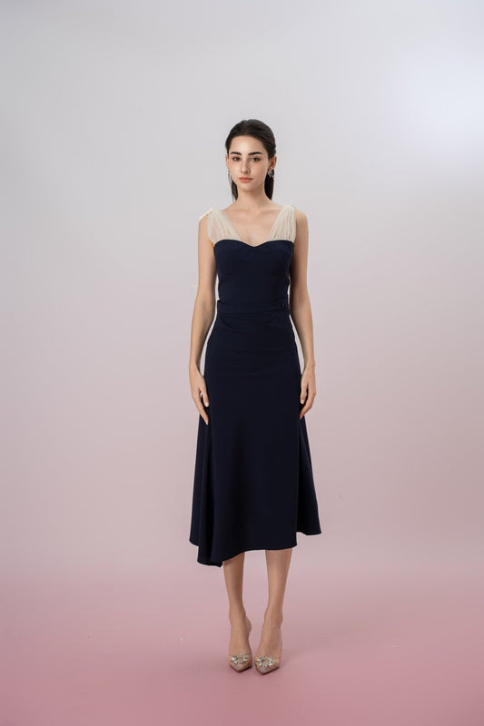 Gayll Navy Sleeveless Mesh Strap Top - Nimisski