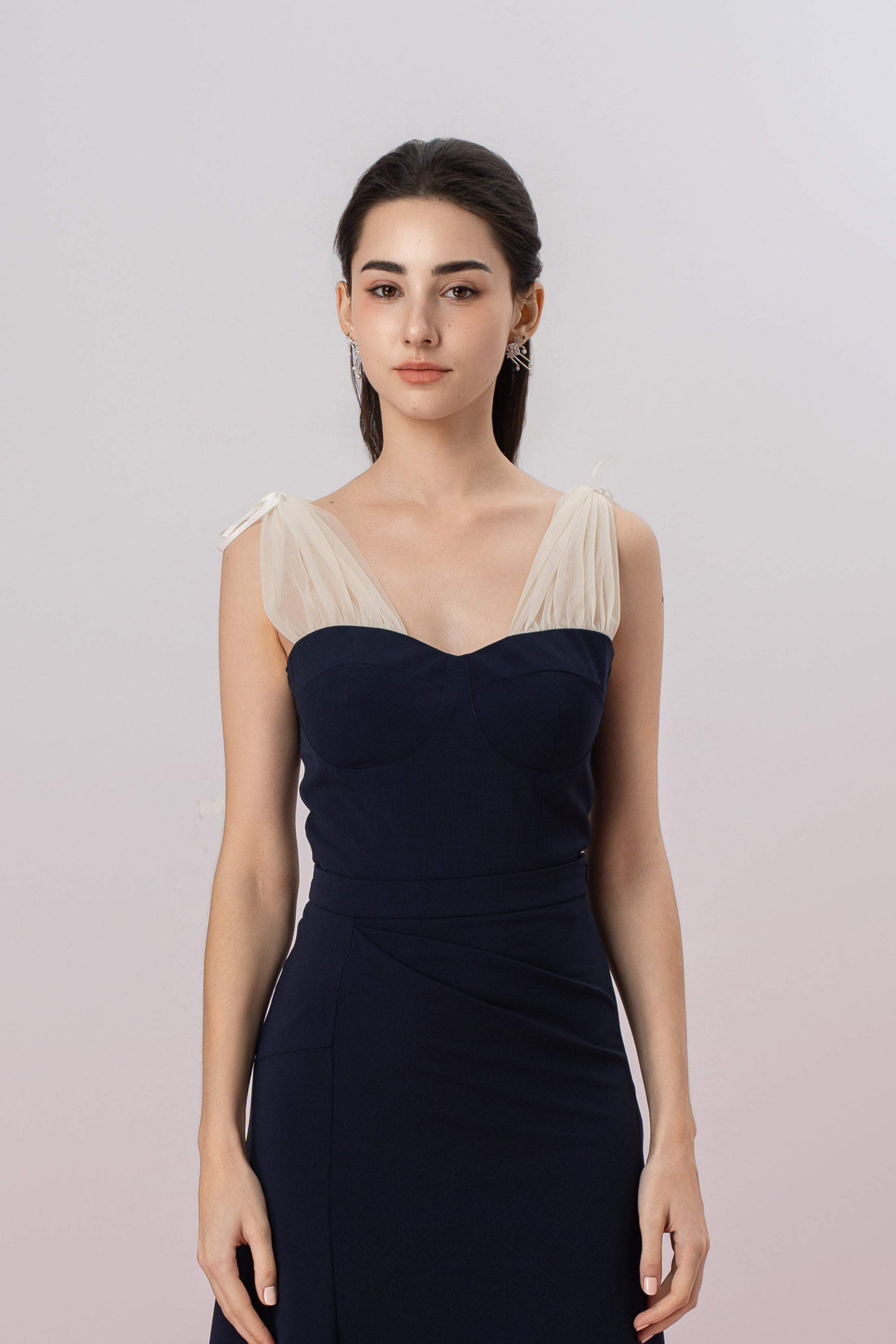 Gayll Navy Sleeveless Mesh Strap Top