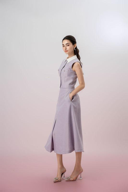 Gahl Lilac Tweed Long Skirt - Nimisski